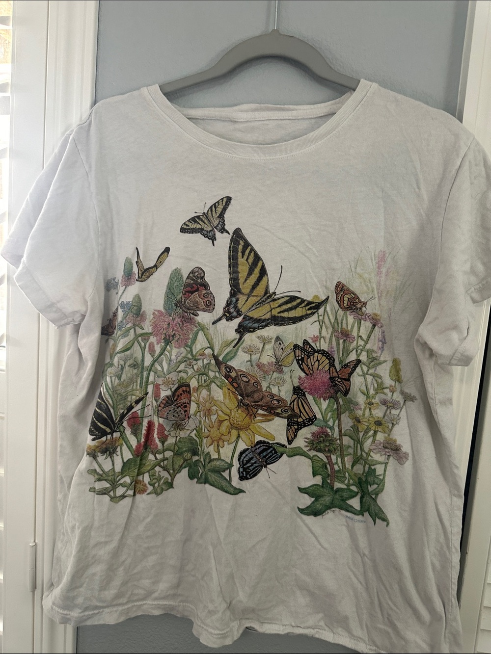 White Butterfly Garden Graphic Tee